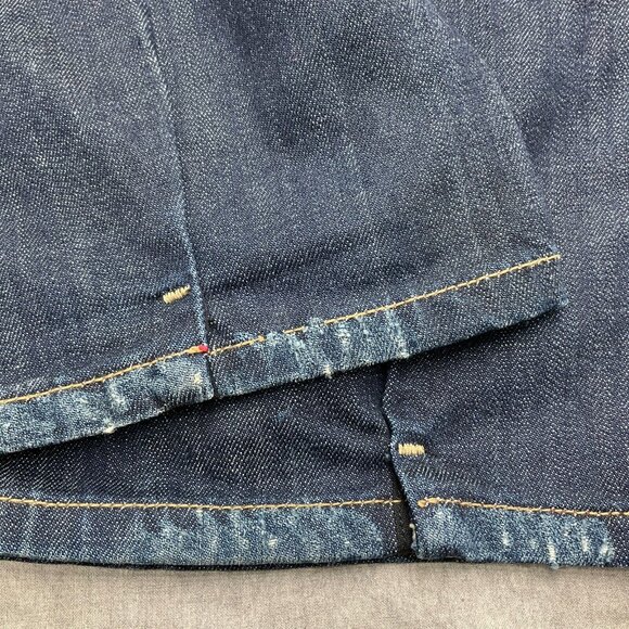 Express ReRock Jean Women 6 Blue Distressed Stitch Pocket Cotton Flap Stretch - Picture 13 of 16